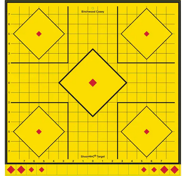 Birchwood Casey LRSIT-5PK 17.75" Yellow Long Range 5-Diamond Self-Adhesive Paper Targets - 5 Pack