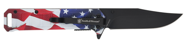 Smith & Wesson America's Heroes Folding Knife with US Flag Handle and Gift Tin