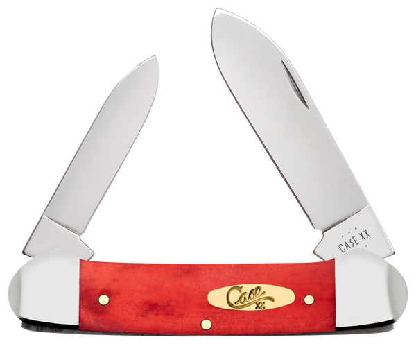 Canoe Folding Knife with Red Bone Handle and Mirror Polished Blade