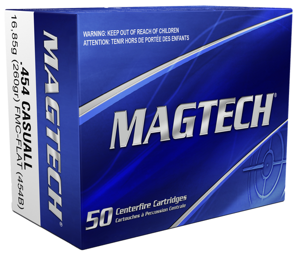 Magtech 454B 454 Casull 260gr FMJ Flat Nose Ammo - 20/Box, 50/Case