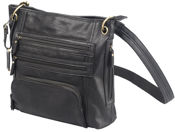 Bulldog BDP038 Black Leather Crossbody Purse with Holster for Small Pistols & Revolvers, Ambidextrous Use