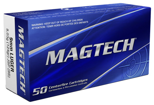 Magtech 9mm Luger 124gr JSP Ammo - 50 Rounds per Box, 20 Boxes per Case