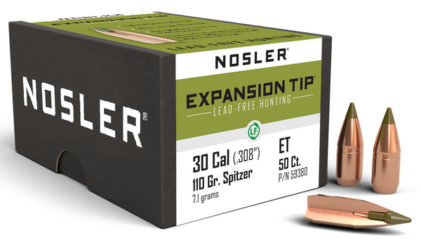 Nosler E-Tip 30 Caliber 110 Grain Spitzer Bullets - Box of 50