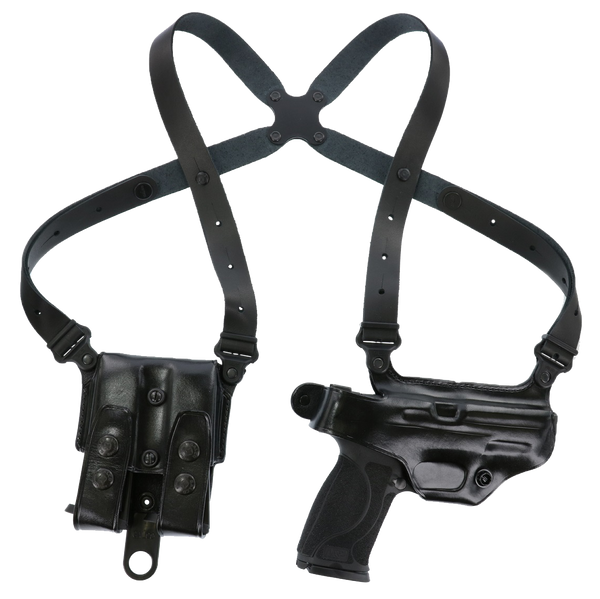 Galco Miami Classic II Shoulder Holster for S&W M&P Shield/Glock 43/43X, Right Hand, Black Leather, Fits Up to 56" Chest