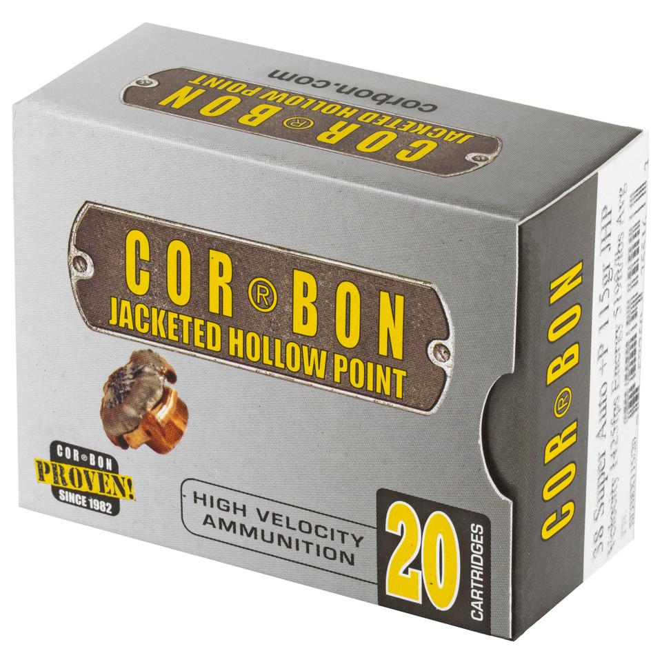 CORBON 38SUPER+P 115GR JHP Ammunition - 20 Rounds/500 Rounds