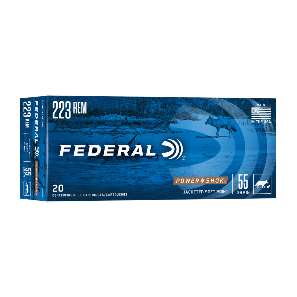 Federal Power-Shok .223 Remington 55 Grain Soft Point Ammunition - 20 Rounds/200 Rounds