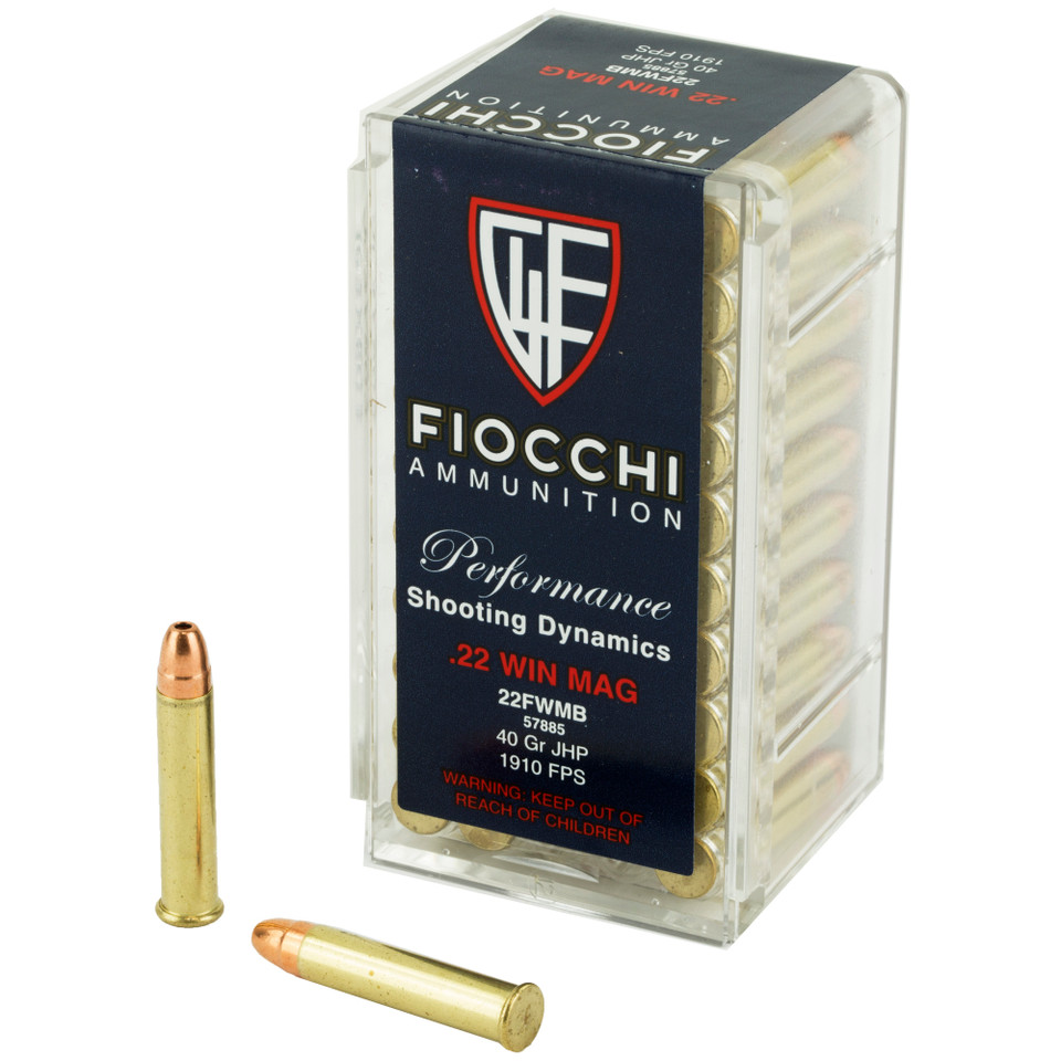 FIOCCHI 22WMR 40GR JHP Ammunition - 50 Rounds per Box, 2000 Rounds per Case