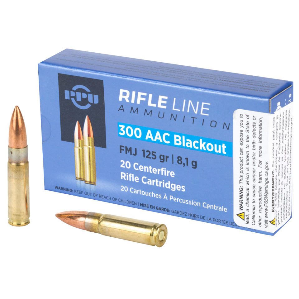 PPU 300 Blackout 125 Grain FMJ Ammunition - 20 Rounds/1000 Rounds
