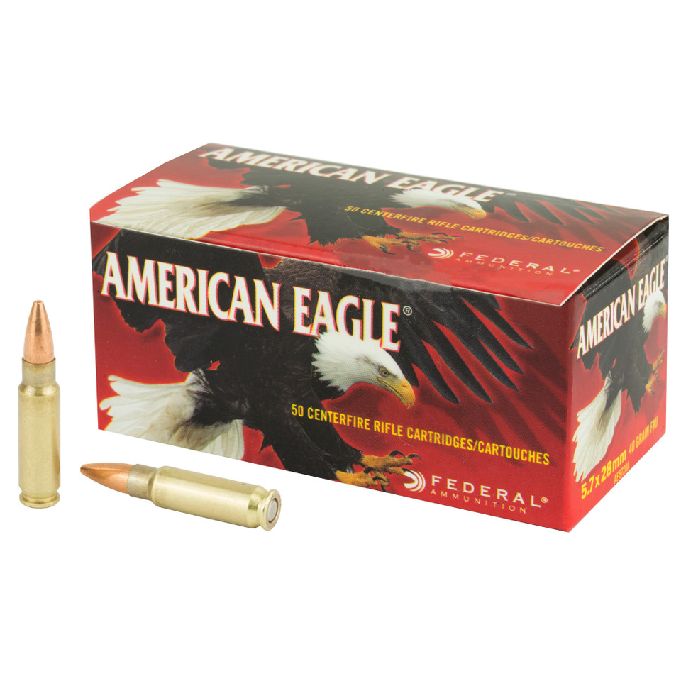 Federal American Eagle 5.7x28mm 40 Grain Speer TMJ Ammunition - 50 Rounds/500 Rounds