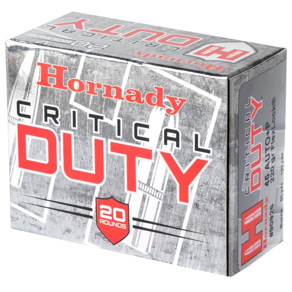 Hornady 45 ACP +P 220 Grain Critical Duty Ammunition - 20 Rounds/200 Rounds