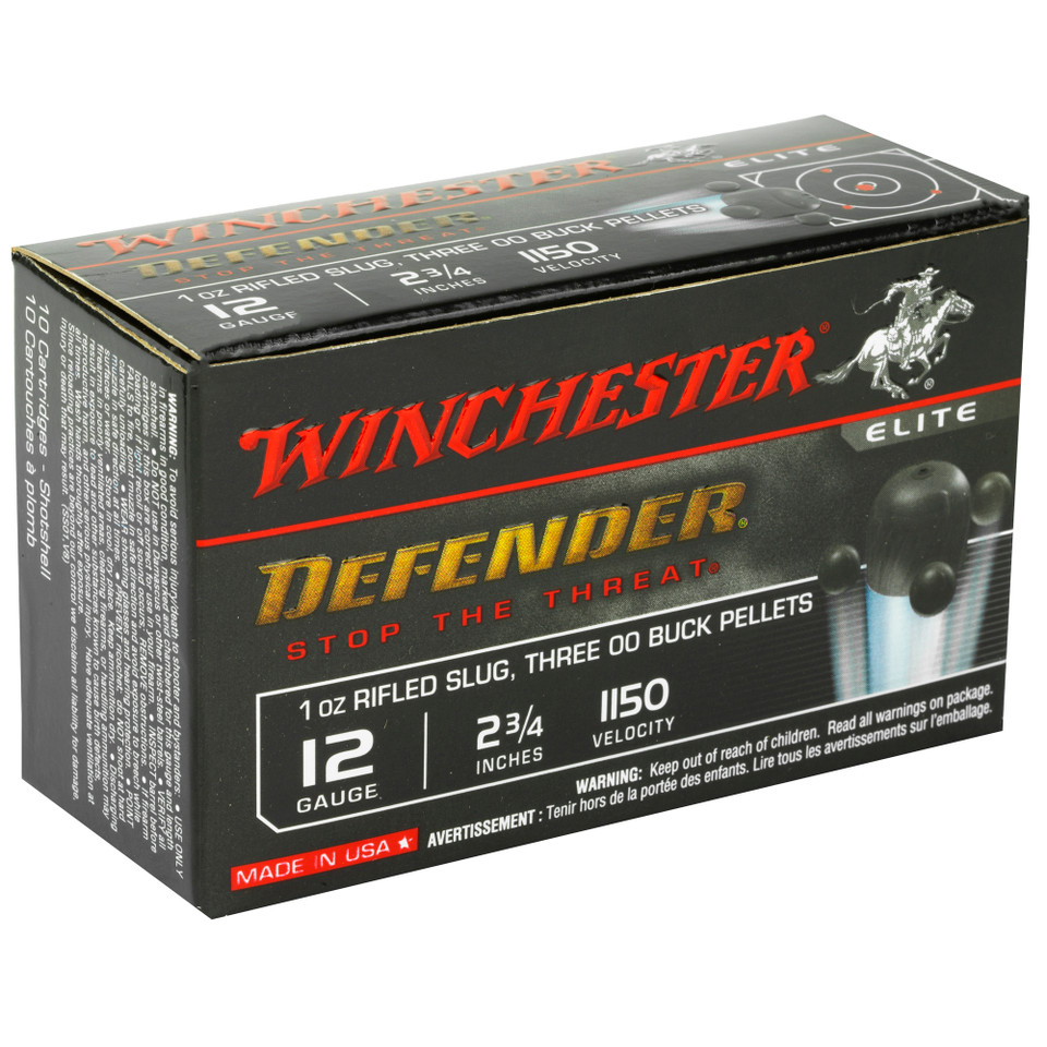 Winchester Defender 12GA 2.75" 3-00 Buckshot/1oz Slug 10-Pack