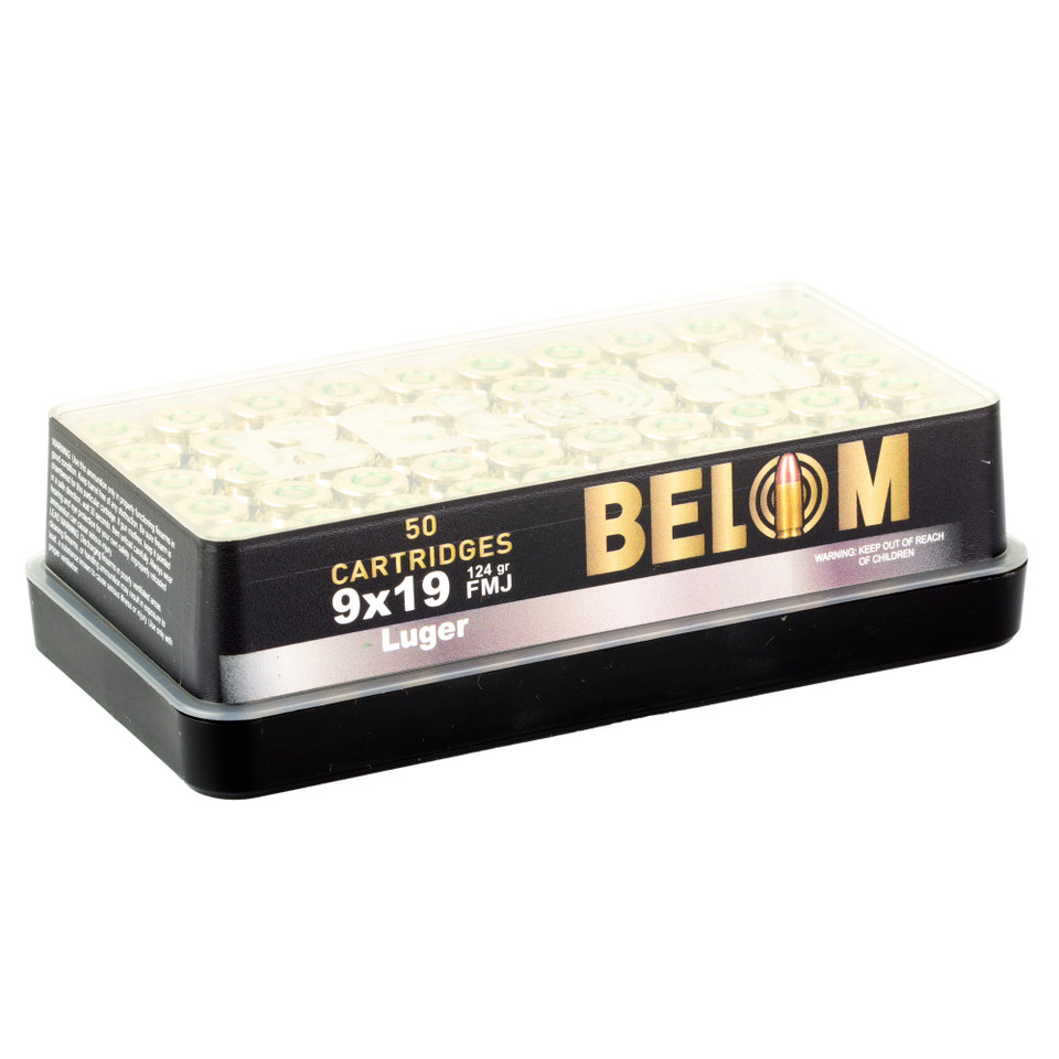 BELOM 9MM 124GR FMJ Brass Ammunition - 50 Rounds/1000 Rounds