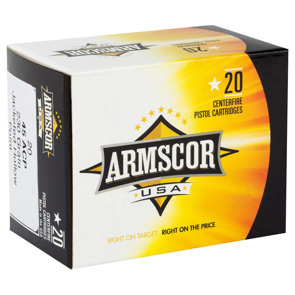 ARMSCOR .45 ACP 230 Grain JHP Ammunition - 20 Rounds/500 Rounds