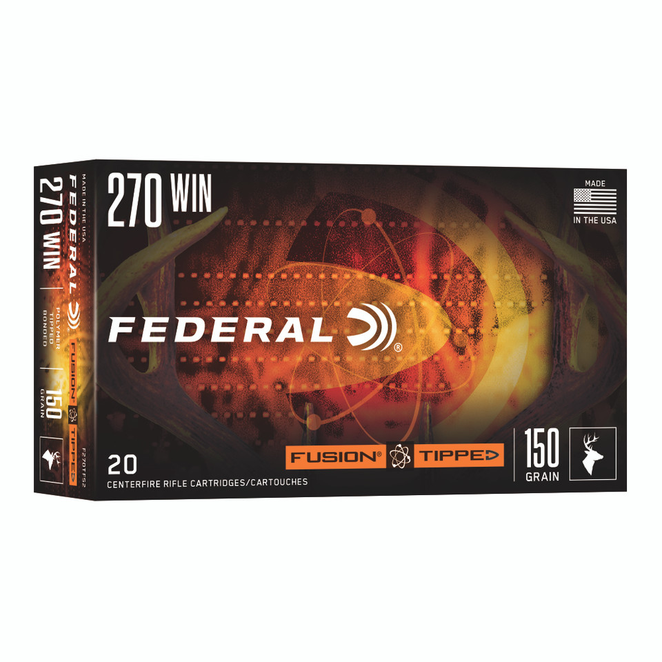 Fusion Tipped 270 Win 150gr Ammunition - 20 Rounds per Box, 200 Rounds Total