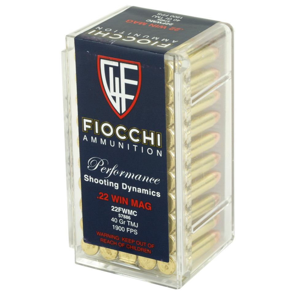 FIOCCHI 22WMR 40GR FMJ Ammunition - 50 Rounds per Box, 2000 Rounds per Case