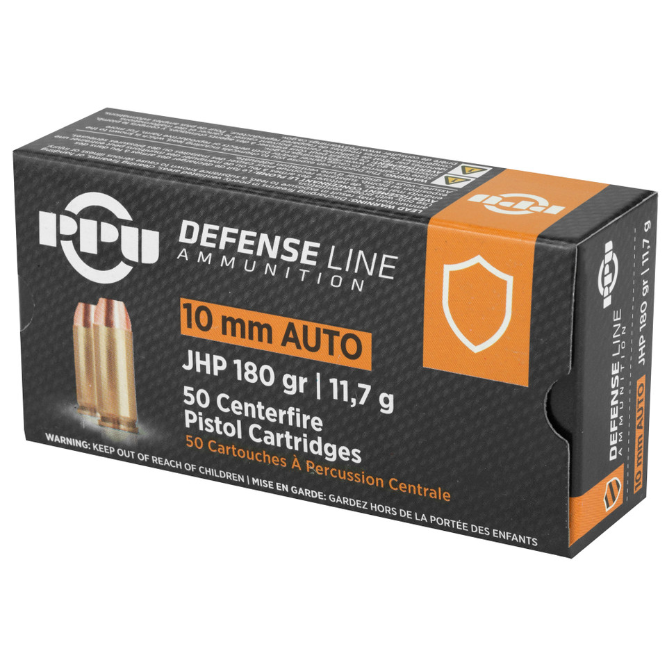 PPU 10MM JHP 180GR Ammunition - 50 Rounds/500 Rounds Box