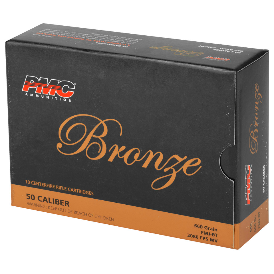 PMC BRNZ 50BMG 660GR FMJ BT Ammunition - 10 Rounds per Box, 200 Rounds per Case