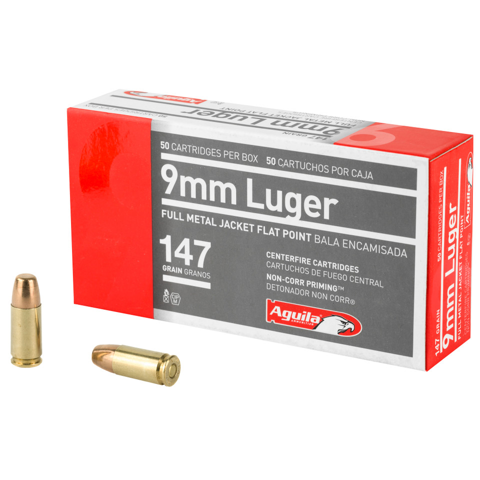 AGUILA 9MM 147GR FMJ FP Ammunition - 50 Rounds/1000 Rounds Box