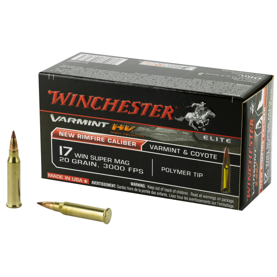 WIN Varmint HV 17WSM 20GR Polymer Tip 50 Rounds/500 Rounds Box