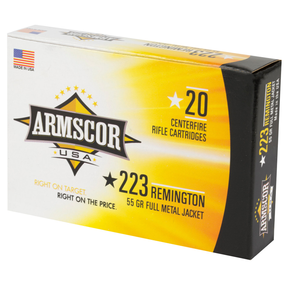 ARMSCOR .223 Remington 55 Grain FMJ Ammunition - 20 Rounds per Box, 1000 Rounds per Case