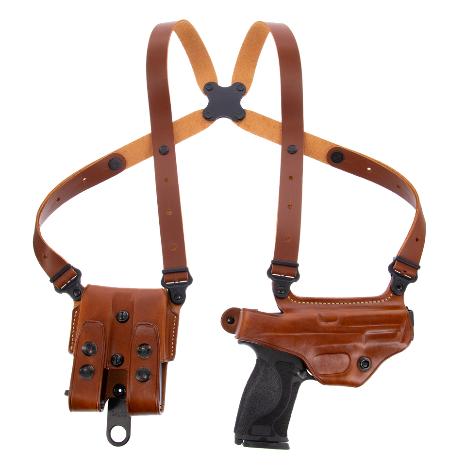 Galco MC224 Miami Classic Shoulder Holster for Glock 19/17/22, Right Hand, Tan Leather, Fits Up to 56" Chest