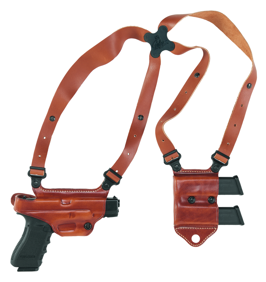 Galco Miami Classic II Shoulder Holster System for 1911, 5" Barrel, Right Hand, Tan Leather, Fits Up to 56" Chest