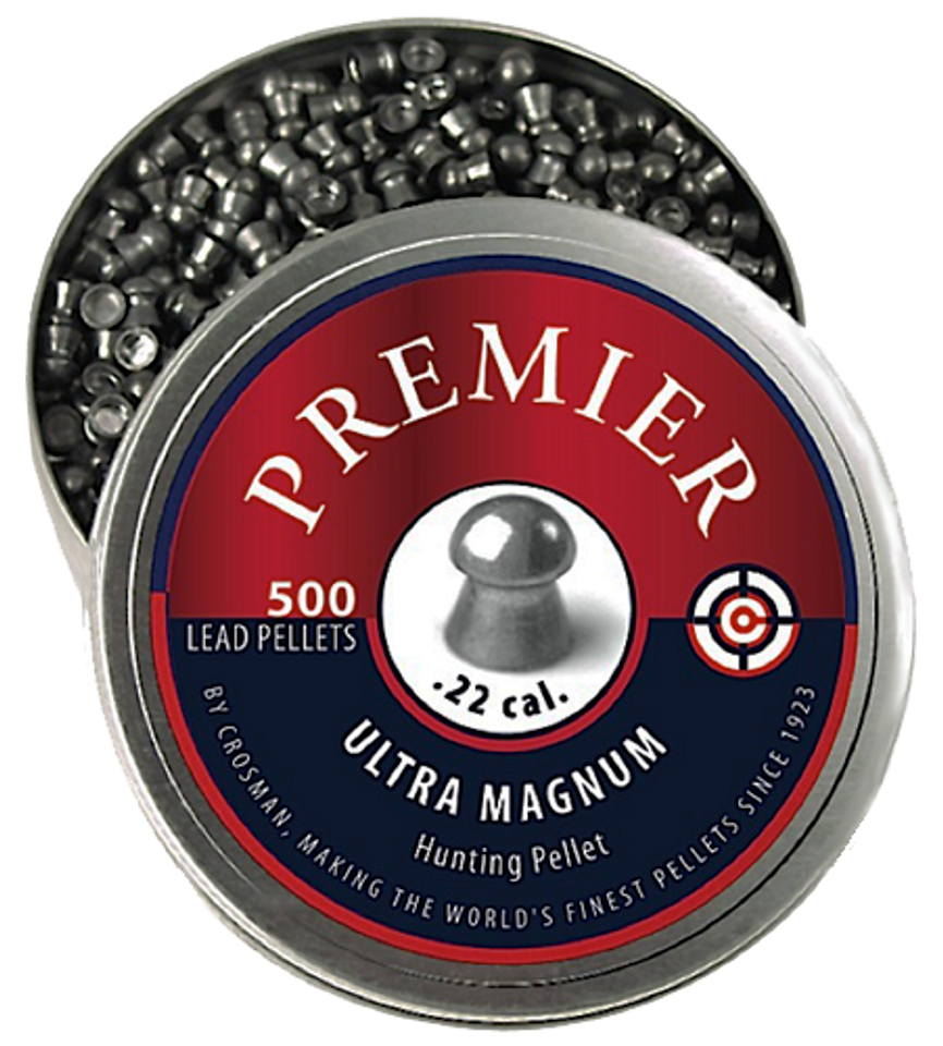 Crosman Premier Ultra Magnum .22 Caliber Lead Domed Pellets - 500 Count Tin