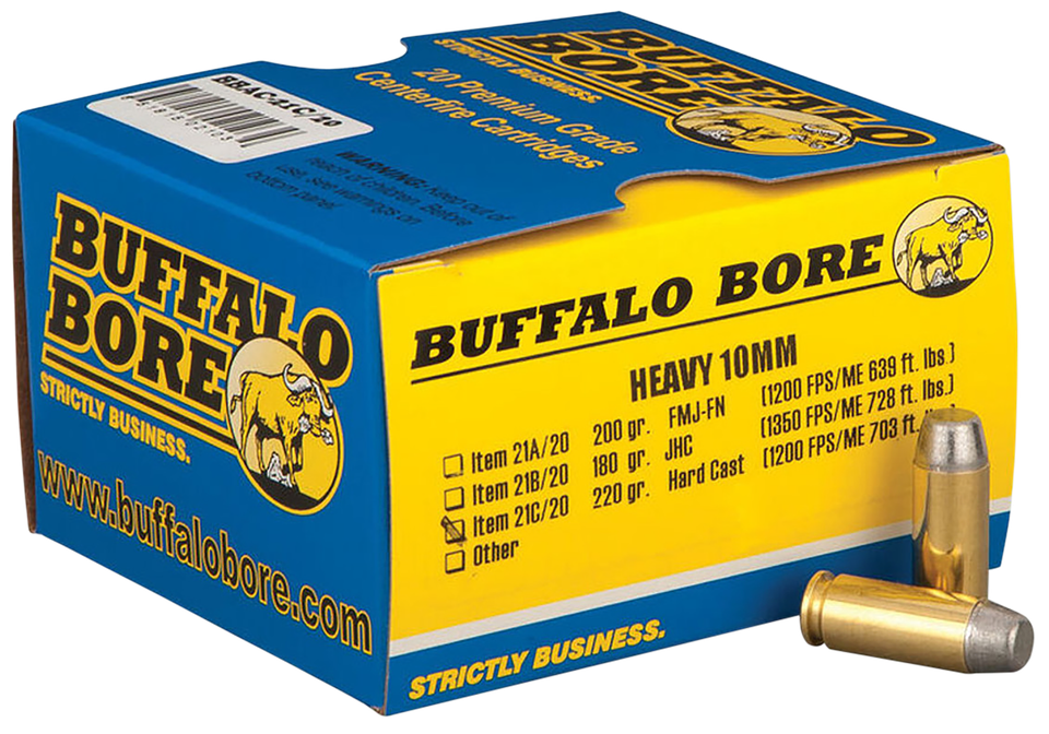 Buffalo Bore 10mm Auto 220gr Hard Cast Ammo - 20 Rounds 21C20