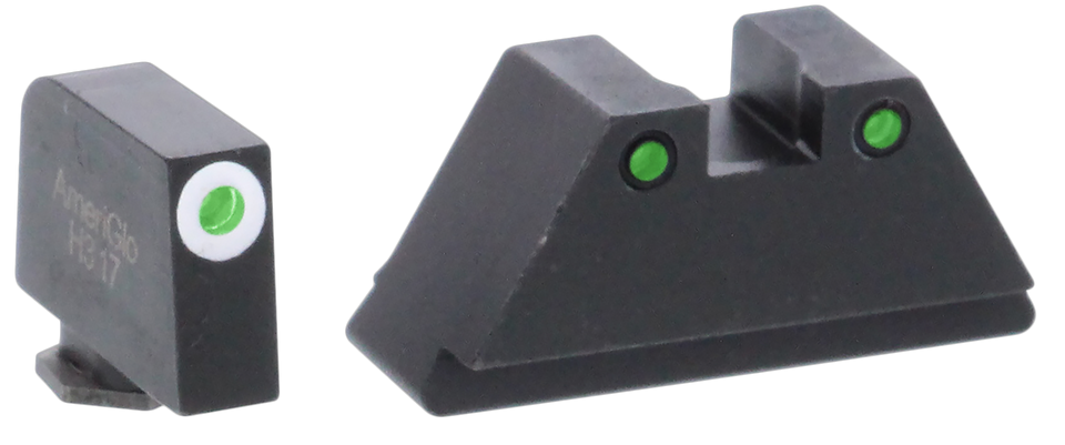 AmeriGlo GL152 Optic Compatible XL Tall Sight Set for Glock - Green Tritium Front & Rear Sights