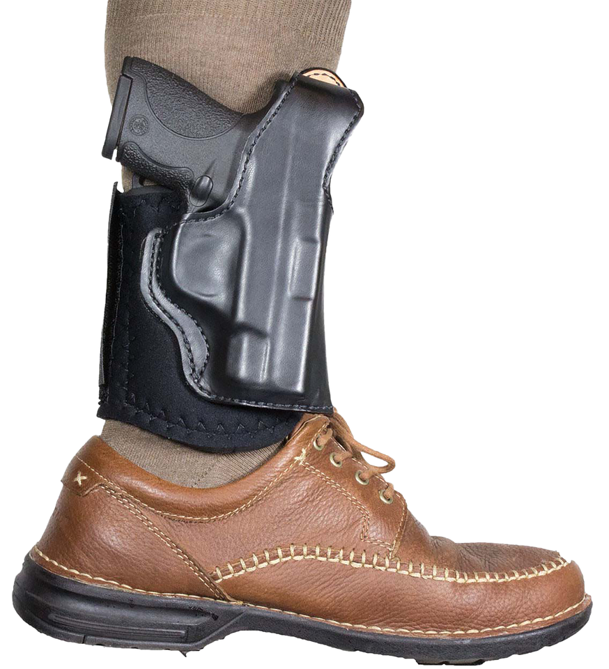 DeSantis Gunhide Die Hard Ankle Rig for Taurus 85, S&W 36/60, 2-2.25" Barrel, Right Hand, Black Leather