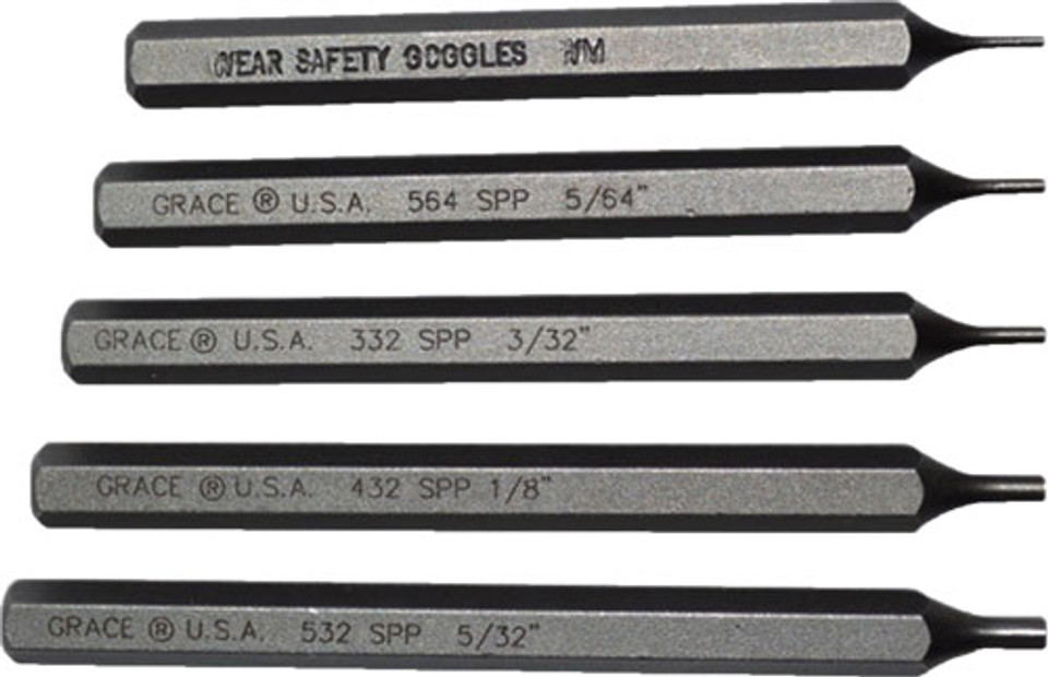 5-Piece Grace USA Steel Punch Set - Starter Short Pin