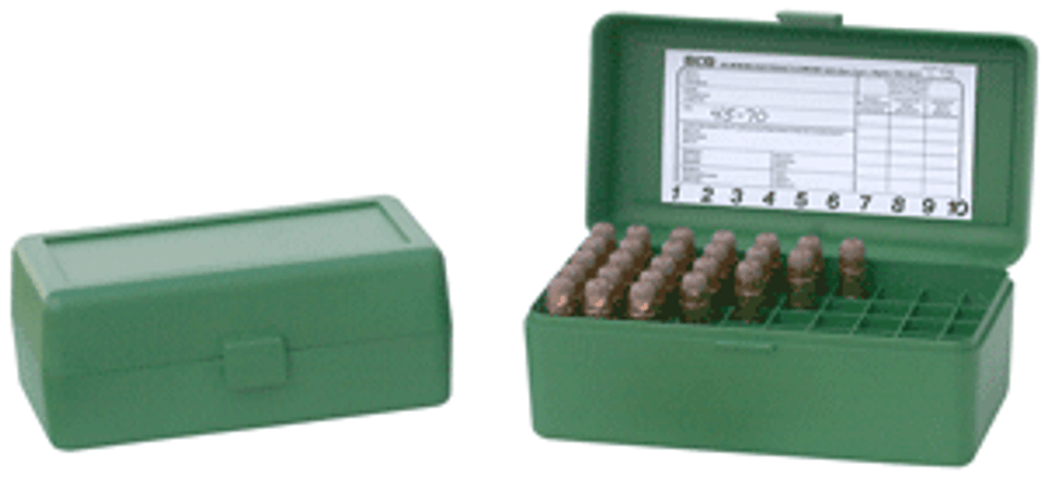 50-Round Flip-Top Green MTM Ammo Box for WSM & 45/70
