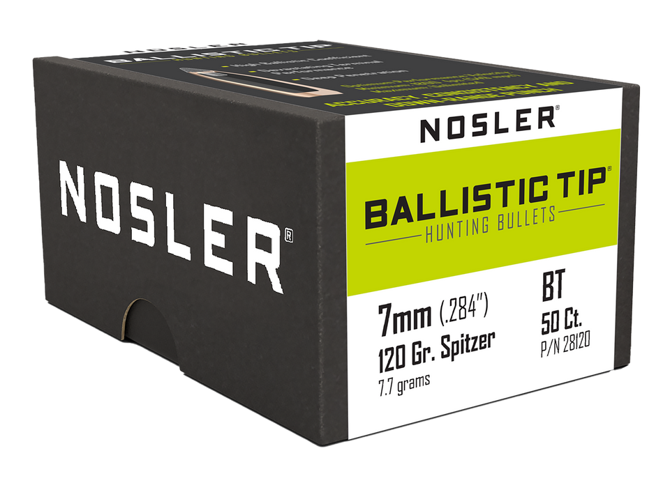 Nosler 7mm 120gr Ballistic Tip Spitzer Bullets - 50 Count Box
