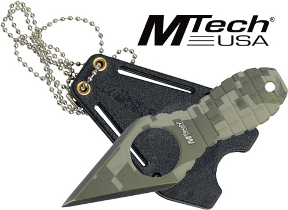 Stonewash MTech 2.25" Spear Point Neck Knife with Sheath