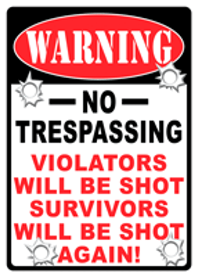 No Trespassing Sign - River's Edge 12x17 Warning