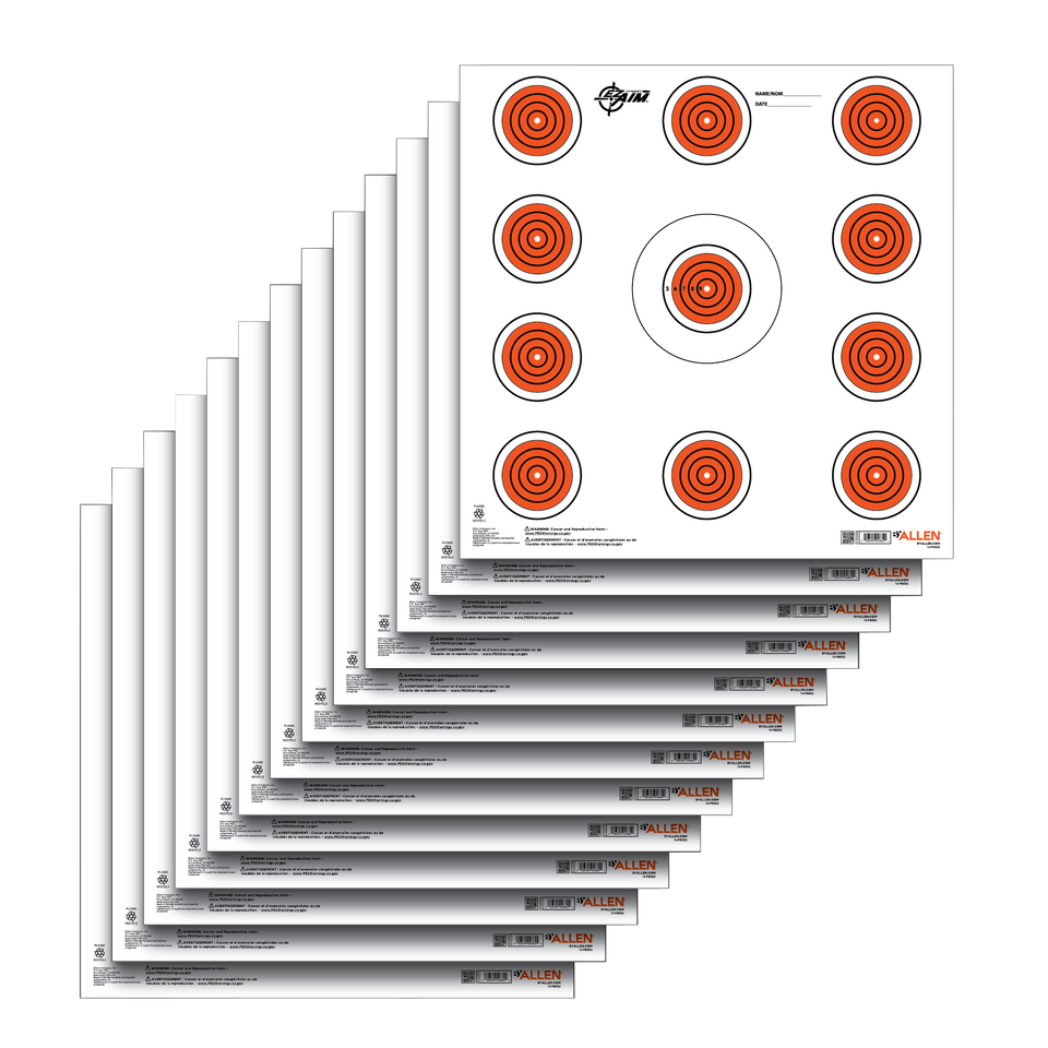 EZ-Aim 15245 Indoor SPOT Paper Targets 12" x 12" Orange/White - 13 Pack