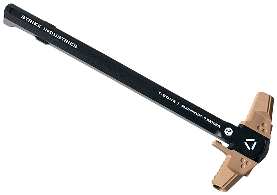 Strike Industries T-Bone Charging Handle for AR-15 - .223/5.56 NATO, FDE Polymer Handles, Aluminum Shaft