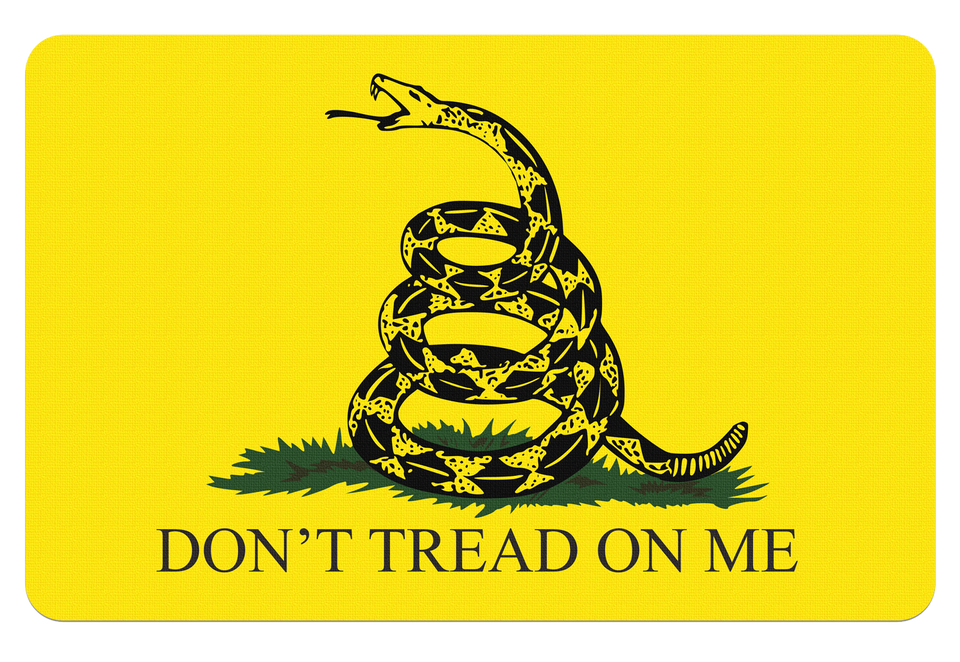 Gadsden Flag Cleaning Mat - 11"x17" Black/Yellow Rubber with Snake Design