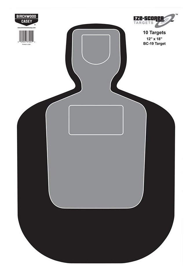Birchwood Casey EZE-Scorer BC-19 Silhouette Paper Targets, 12" x 18", 10 Pack