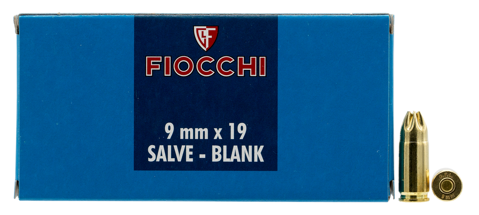 Fiocchi 9mm Luger Pistol Blanks - 50 Rounds per Box, 20 Boxes per Case