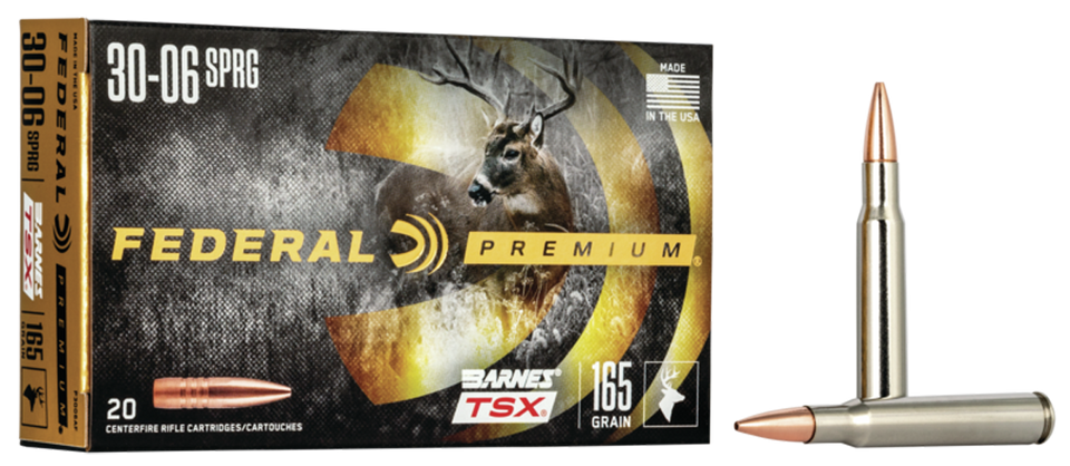 Federal Premium 30-06 Springfield 165gr Barnes TSX Ammunition - 20 Rounds per Box, 10 Boxes per Case