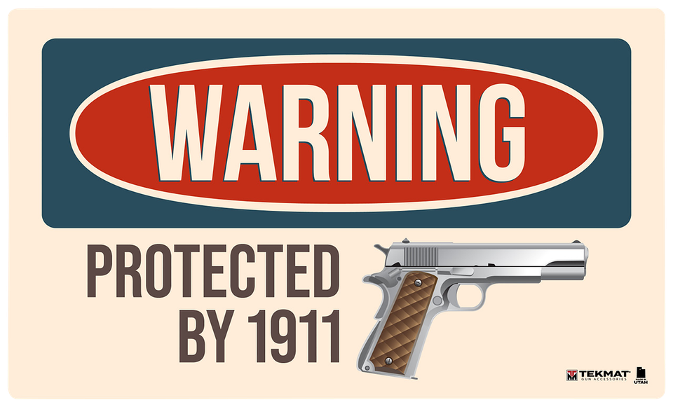 Rubber Mat Warning Sticker TekMat 1911 Warning Door Mat, Multi-Color Rubber, 25