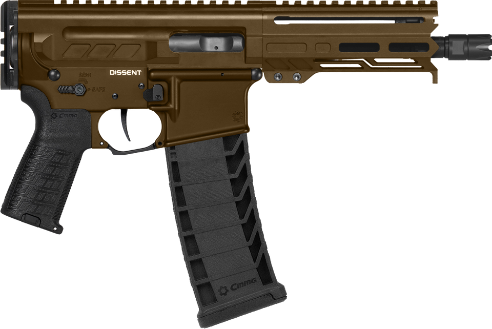 CMMG Dissent MK4 9mm Pistol, Midnight Bronze, 33+1 Capacity, 6.5" Barrel, M-LOK Handguard, Left Side Charging, Zeroed Trigger