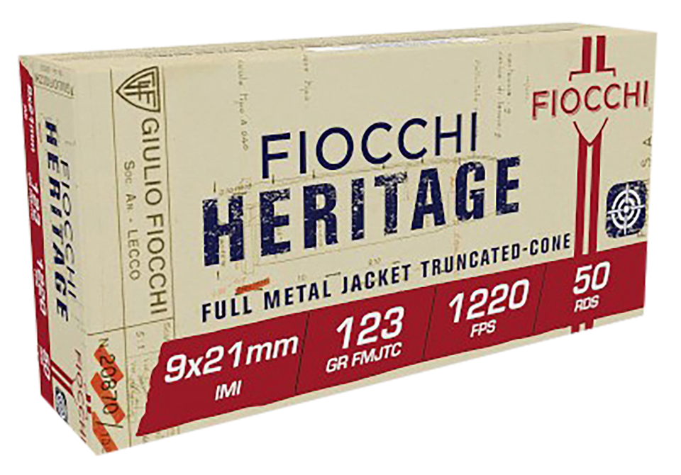 Fiocchi 9x21mm IMI 123gr FMJ Truncated Cone Ammo - 50 Rounds/Box, 20 Boxes/Case