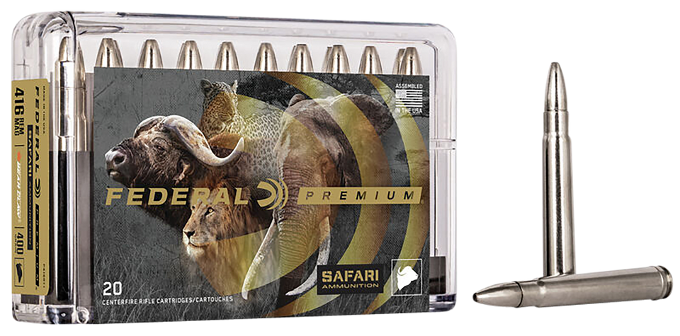 Federal Premium Safari Cape-Shok .416 Rem Mag 400gr Trophy Bonded Bear Claw - 20 Rounds Per Box