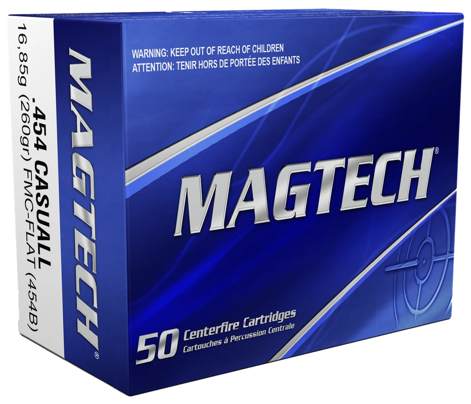 Magtech 454B 454 Casull 260gr FMJ Flat Nose Ammo - 20/Box, 50/Case 454B