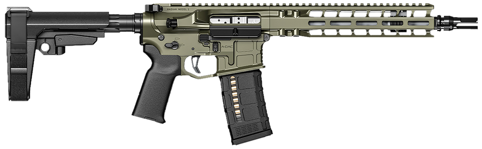 Radian Weapons R0515 Model 1 Pistol - OD Green, 10.50" Barrel, Ambi Controls, Dead Air QD Flash Hider