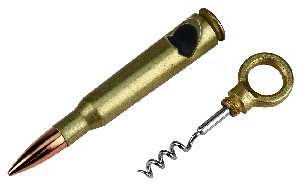 Caliber Gourmet CBG1003 Brass/Copper 50 Caliber Bullet Corkscrew