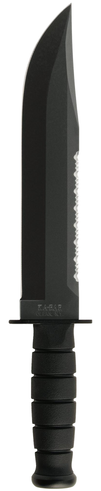 Ka-Bar 2211 Big Brother Fixed Blade Knife with Serrated and Plain Edges, Black Handle and Sheath