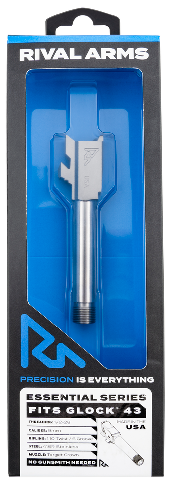 Rival Arms Essential V2 9mm Threaded Barrel for Glock 43 - Stainless Steel 3.41"